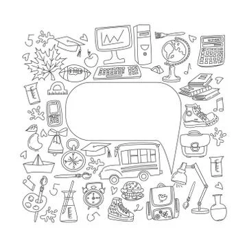 Cartoon background back to school Stock Illustration