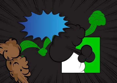 Cartoon background, black, blue, green and brown, comic book backdrop. Retr.. Stock Illustration