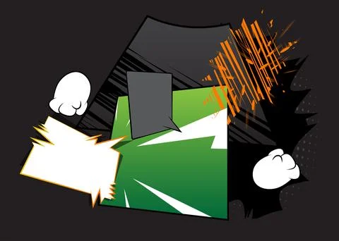 Cartoon background on black, comic book backdrop. Retro vector comics pop a.. Stock Illustration