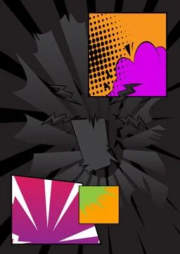 Cartoon background on black, comic book backdrop. Retro vector comics pop a.. 스톡 일러스트