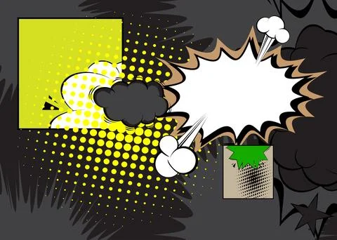 Cartoon background on black, comic book backdrop. Retro vector comics pop a.. 스톡 일러스트