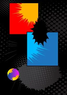 Cartoon background on black, comic book backdrop. Retro vector comics pop a.. 스톡 일러스트