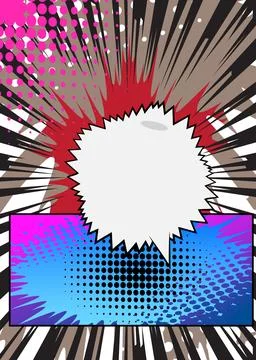 Cartoon background with blank speech bubble, comic book backdrop. Retro vec.. Illustrazione stock