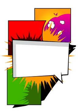 Cartoon background with blank speech bubble, comic book backdrop. Retro vec.. 스톡 일러스트