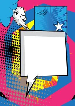 Cartoon background with blank speech bubble, comic book backdrop. Retro vec.. 스톡 일러스트