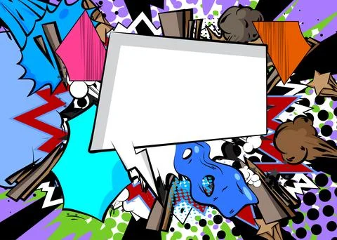 Cartoon background with blank speech bubble, comic book backdrop. Retro vec.. 스톡 일러스트
