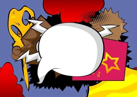 Cartoon background with blank speech bubble, comic book backdrop. Retro vec.. Stockillustratie