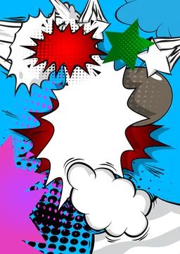 Cartoon background, colorful comic book backdrop. Retro vector comics pop a.. Stock Illustration