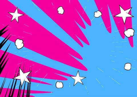 Cartoon Background, comic book backdrop. Retro vector comics pop art illust.. Stock Illustration