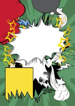 Cartoon Background, comic book backdrop. Retro vector comics pop art design. Stock Illustration