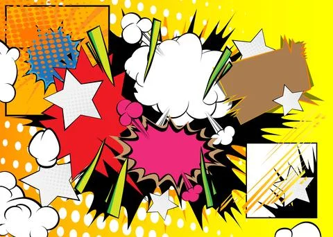 Cartoon Background, comic book burst poster. Retro vector comics pop art de.. Stockillustratie
