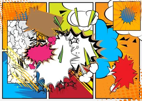 Cartoon Background, comic book burst poster. Retro vector comics pop art de.. Stock Illustration