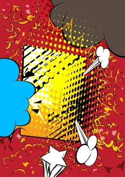 Cartoon Background, comic book exploding backdrop. Retro vector comics pop .. Illustrazione stock