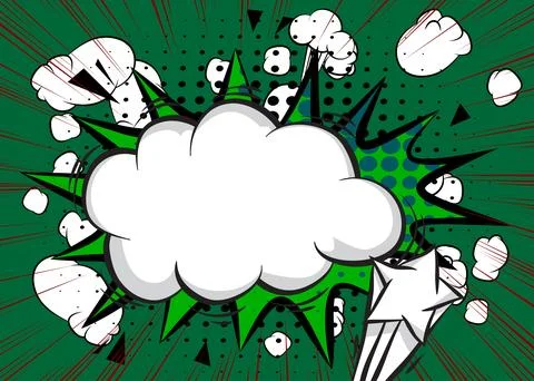 Cartoon Background, comic book exploding backdrop. Retro vector comics pop .. Stock Illustration