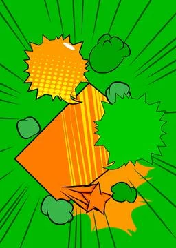 Cartoon background, comic book green and yellow backdrop. Retro vector comi.. イラスト素材