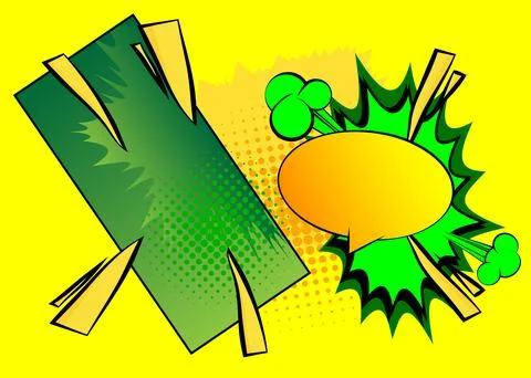 Cartoon background, comic book green and yellow backdrop. Retro vector comi.. Stockillustratie