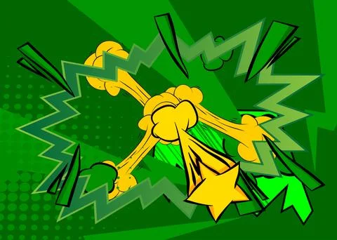 Cartoon background, comic book green and yellow backdrop. Retro vector comi.. Illustrazione stock
