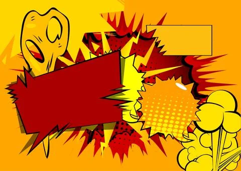 Cartoon background, comic book red and yellow backdrop. Retro vector comics.. Stockillustratie