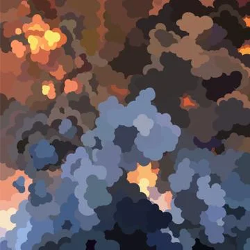 Cartoon background of a huge fire with clouds of smoke Stock Illustration