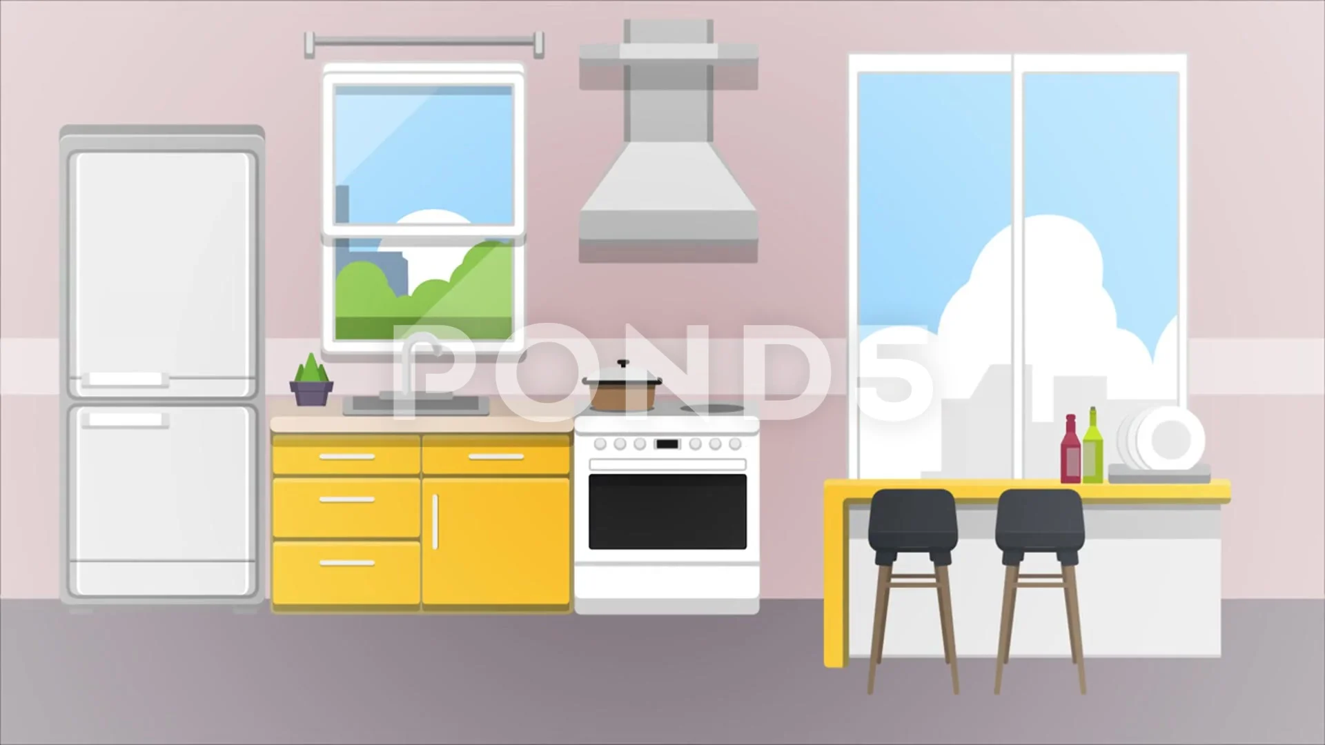 Cartoon Background Kitchen Animation | Stock Video | Pond5