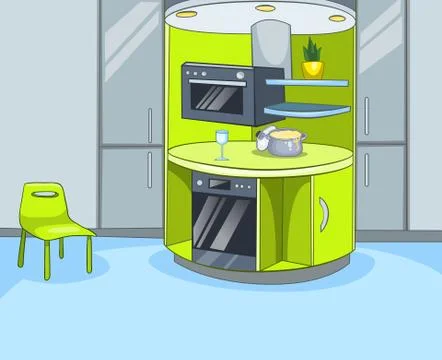 Cartoon background of kitchen interior Illustrazione stock