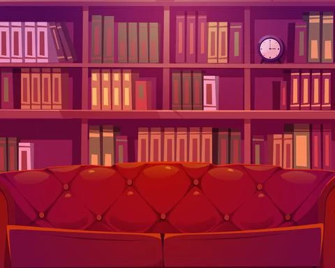 Cartoon background luxury old room or library Stock Illustration