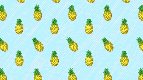 Cartoon Background - Pineapple 4 Stock Footage 212133989