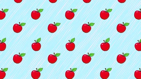 Cartoon Background - Red Apple 4 Stock Footage 212134306