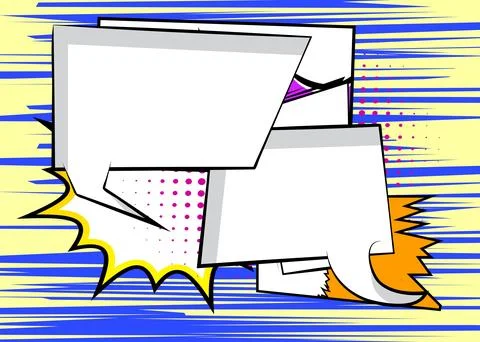 Cartoon background with two blank speech bubble, comic book backdrop. Retro.. Stockillustratie