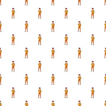 Cartoon backpacker walking seamless pattern background イラスト素材