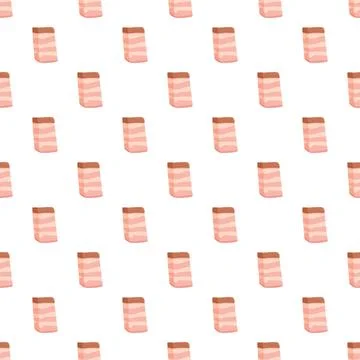 Cartoon bacon slices repeating seamless pattern background Stock Illustration