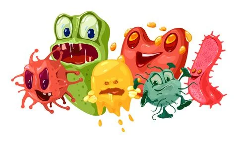 Cartoon bacteria cute characters Stock Illustration
