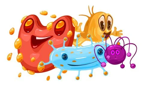 Cartoon bacteria cute characters Stock Illustration