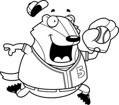 Cartoon Badger Baseball Stock Illustration