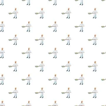 Cartoon baker holding a bread peel pattern Stock Illustration