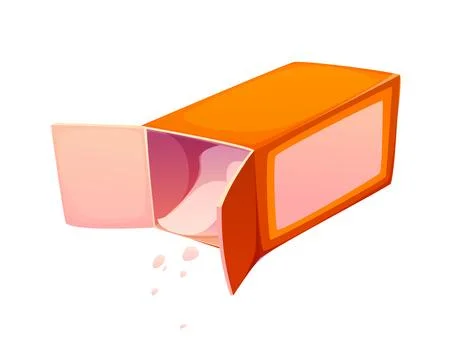 Cartoon baking soda box pack with open flaps 스톡 일러스트