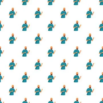 Cartoon bald man with beard seamless pattern Stock Illustration