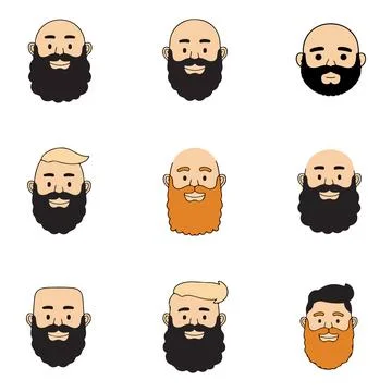 Cartoon Bald Men with Beards Иллюстрация