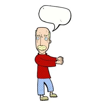 Cartoon balding man explaining with speech bubble Illustrazione stock