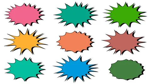 Cartoon balloon comic bubble, speech banner sketch boom chat humor Stock Illustration