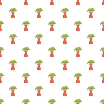 Cartoon baobab tree repeating pattern background Stock Illustration