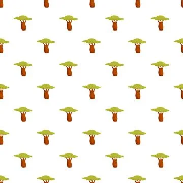 Cartoon baobab tree repeating pattern background design Stockillustratie