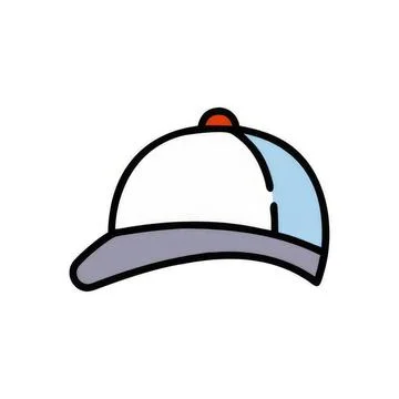 Cartoon baseball cap with blue, gray, and orange accents Stock Illustration