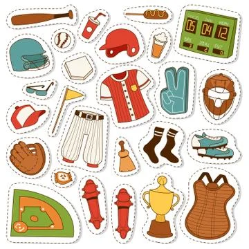 Cartoon baseball icons vector set イラスト素材