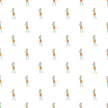 Cartoon baseball player holding bat repeating pattern イラスト素材