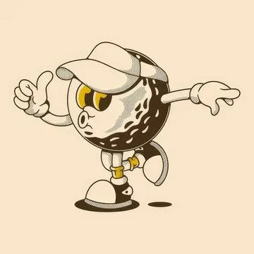 Cartoon baseball player running with a bat and cap Stock Illustration