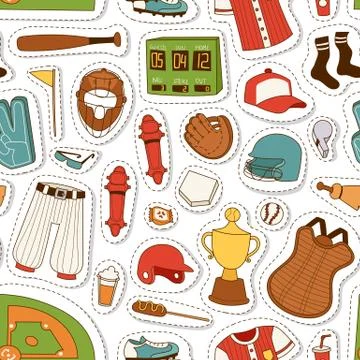 Cartoon baseball seamless pattern vector イラスト素材