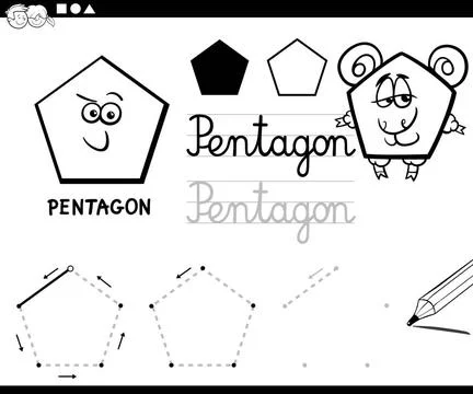 Cartoon basic geometric shapes Black and White Educational Cartoon Illustr... Stock Photos