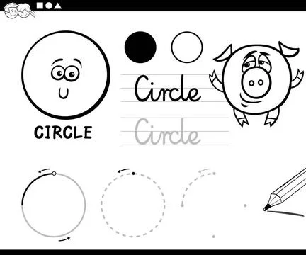 Cartoon basic geometric shapes Black and White Educational Cartoon Illustr... Stock Photos