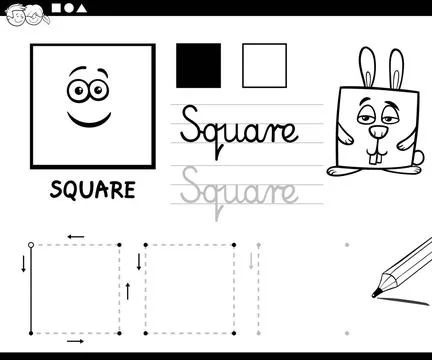 Cartoon basic geometric shapes Black and White Educational Cartoon Illustr... Stock Photos